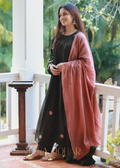 Green chanderi pintucks suit set