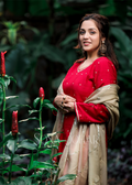 Red and Ivory straight cut suit set