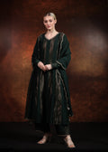 emerald green tissue kali suit set