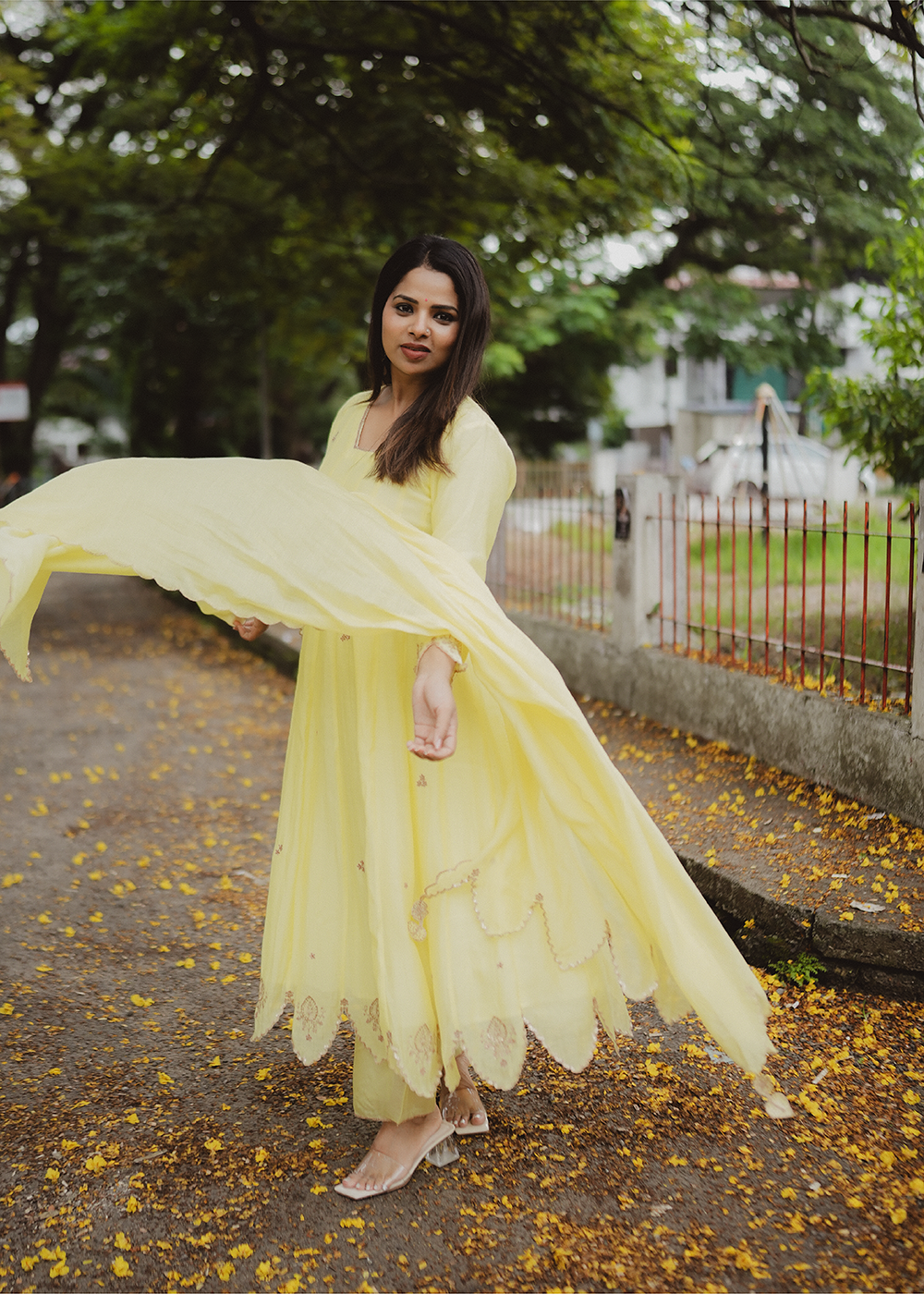 light green color anarkali set