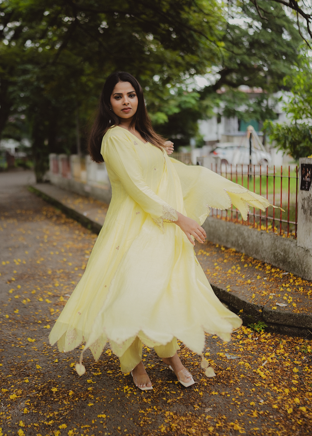 light green color anarkali set