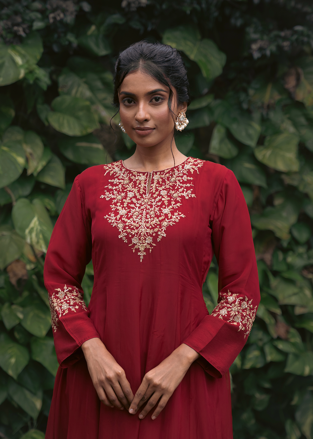 red anarkali dress for wedding Red Georgette Anarkali Dress: Indian Wedding Gown With Dupatta