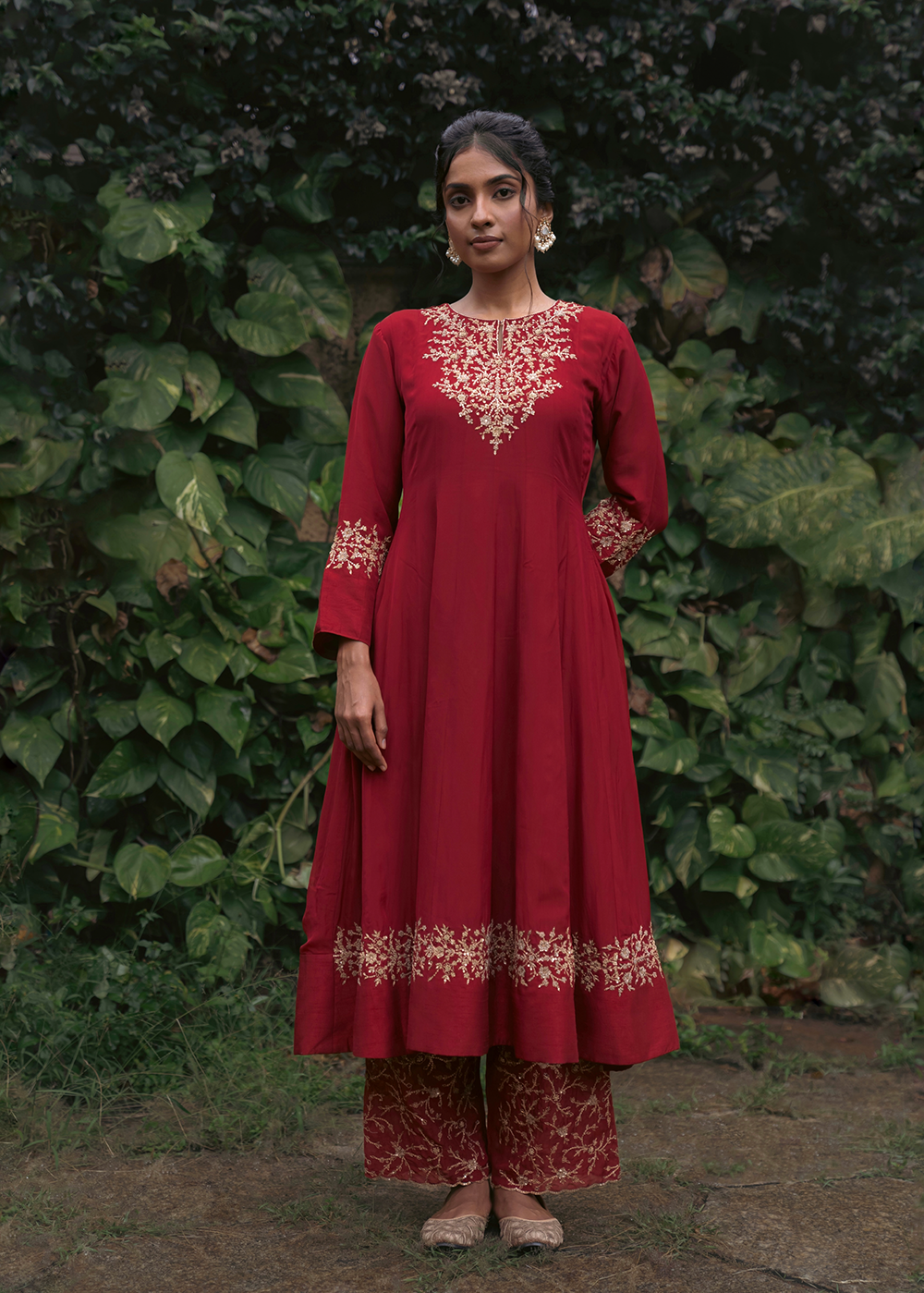 Red Anarkali suit