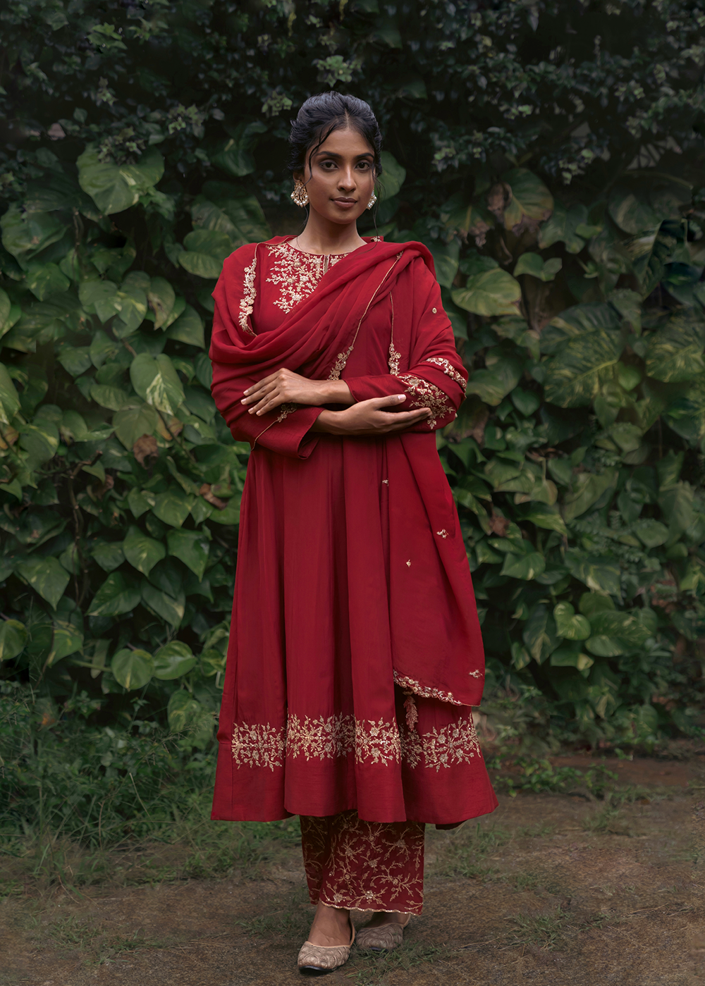 Red Anarkali suit