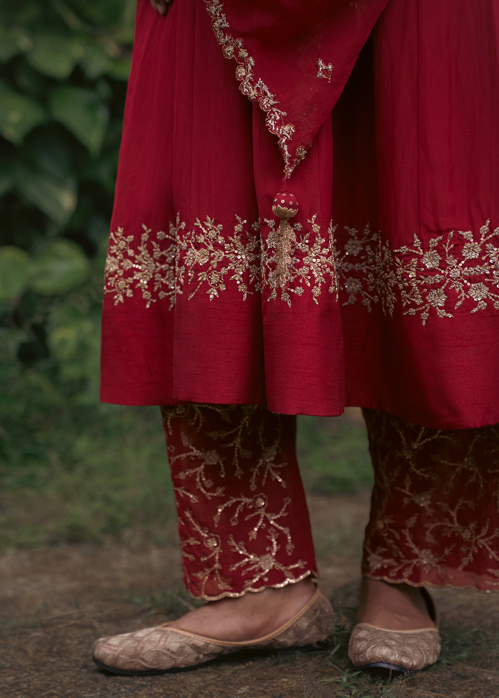 Red Anarkali suit