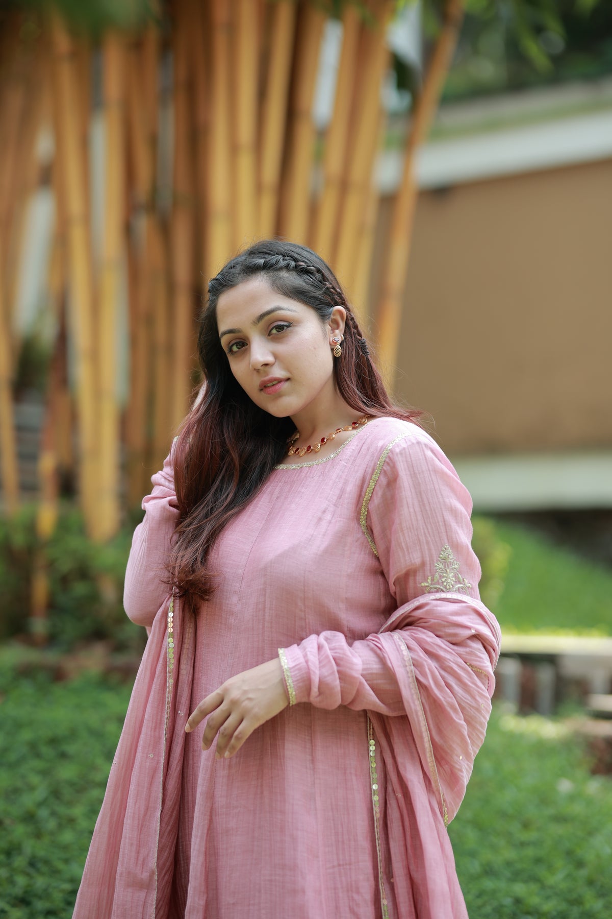 Blush pink chanderi Anarkali