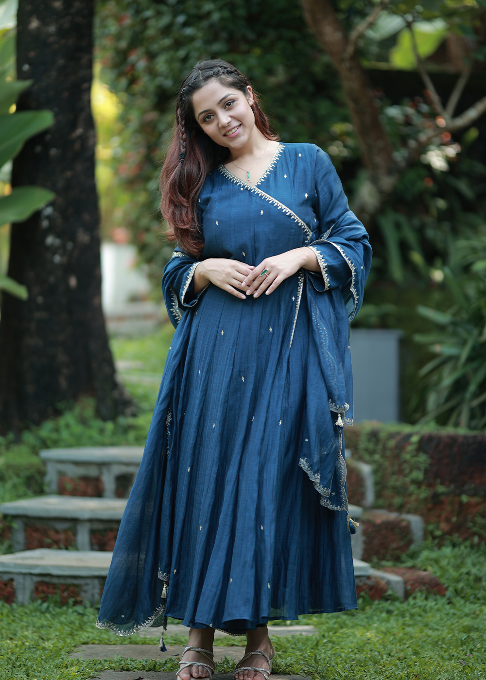 Blue Angrakha suit