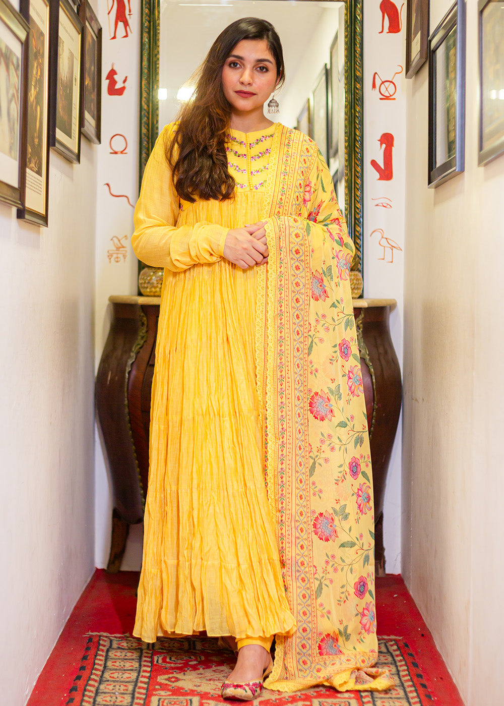 Alizeh yellow layered suit