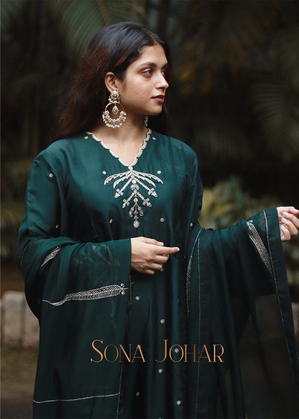 Dark green kali suit set