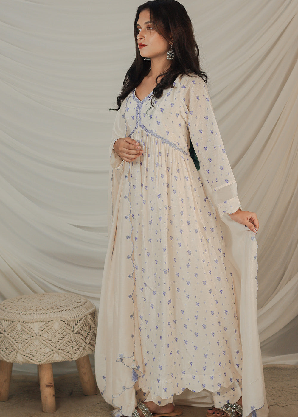 AAFREEN pearl white suit