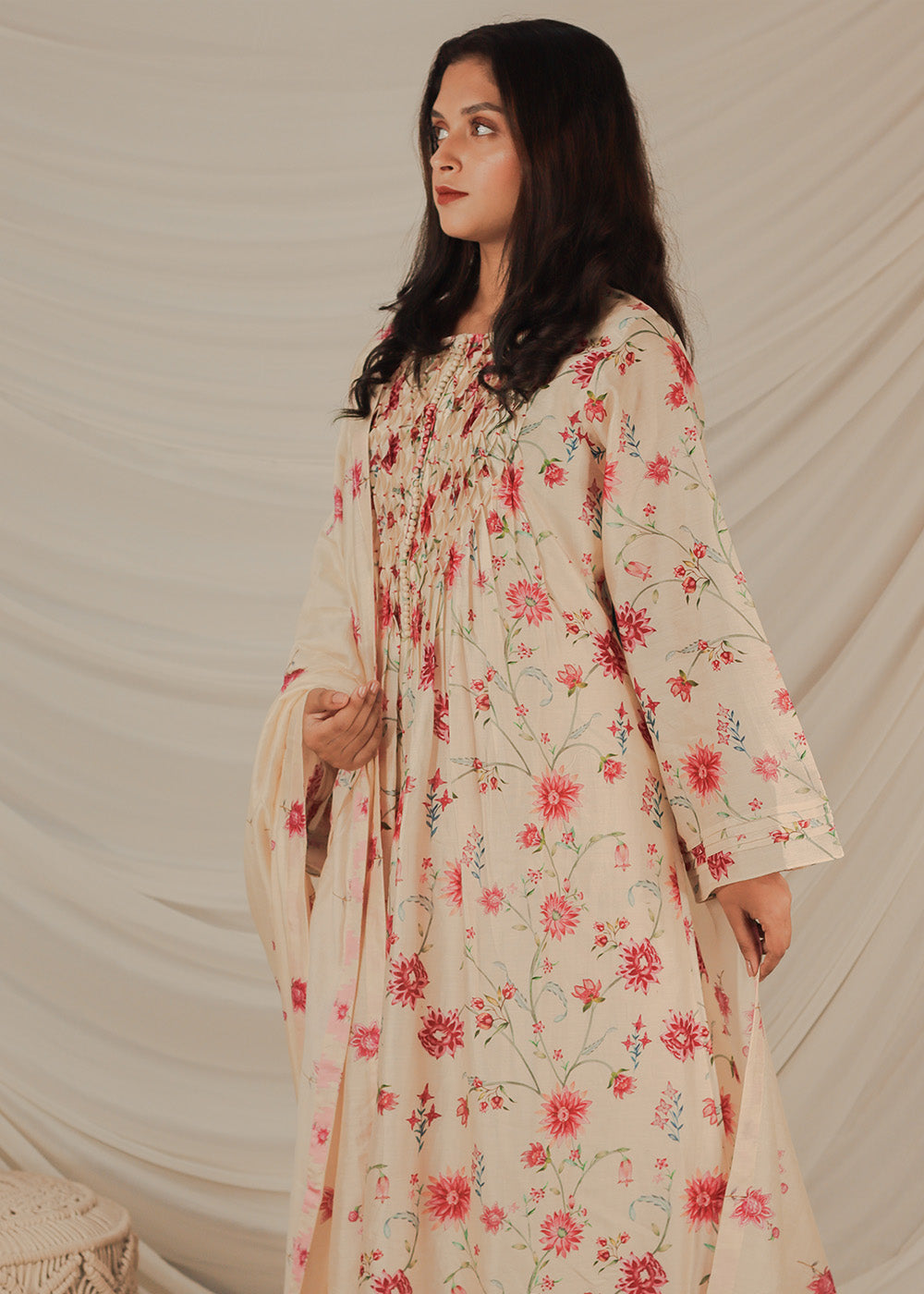 AAFREEN cream printed suit set