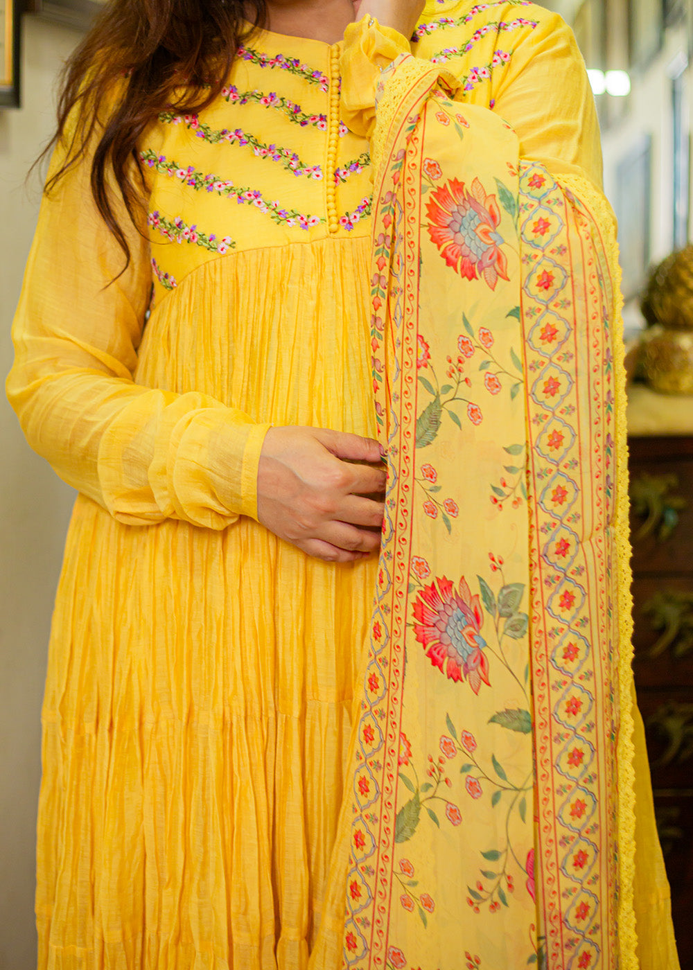 Alizeh yellow layered suit