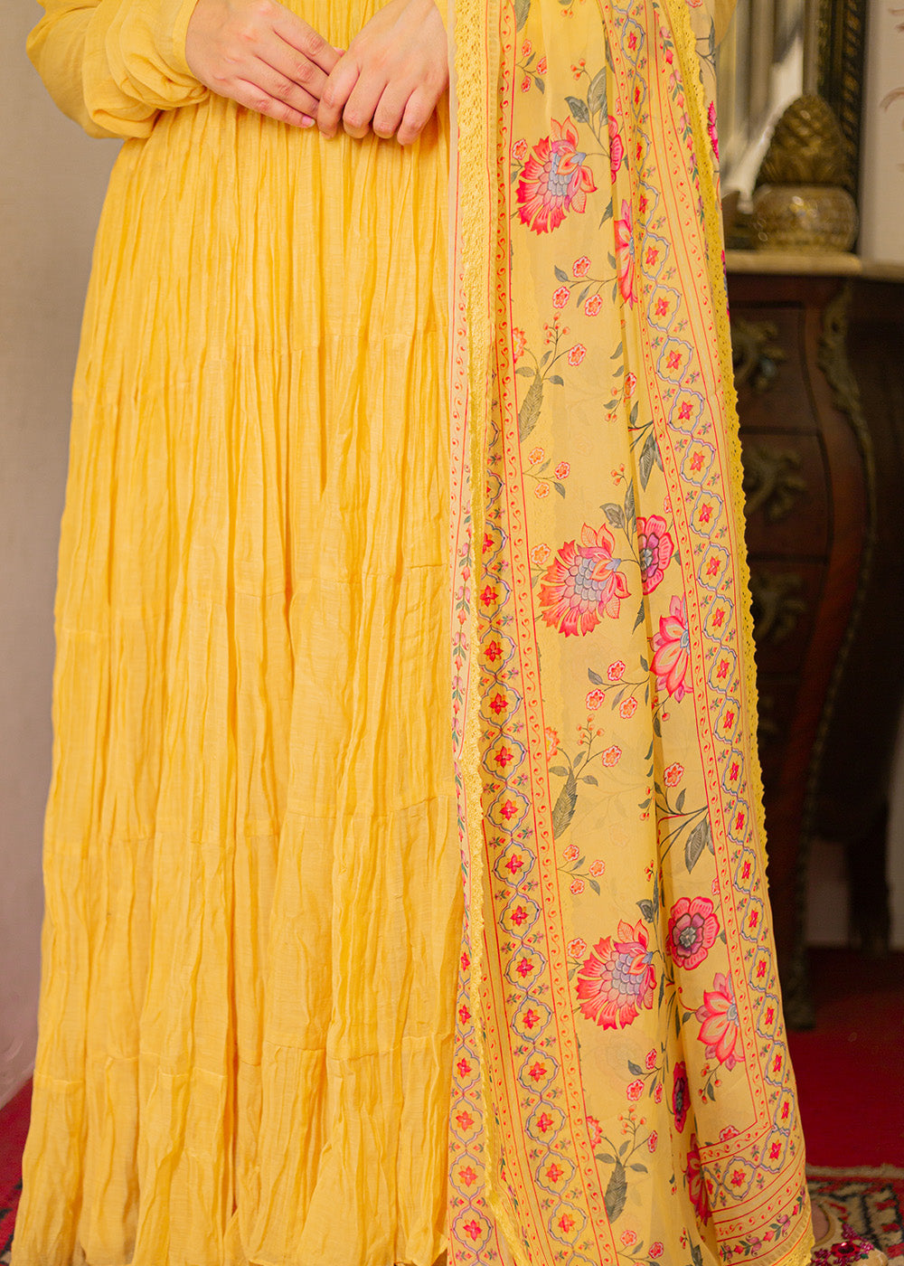 Alizeh yellow layered suit