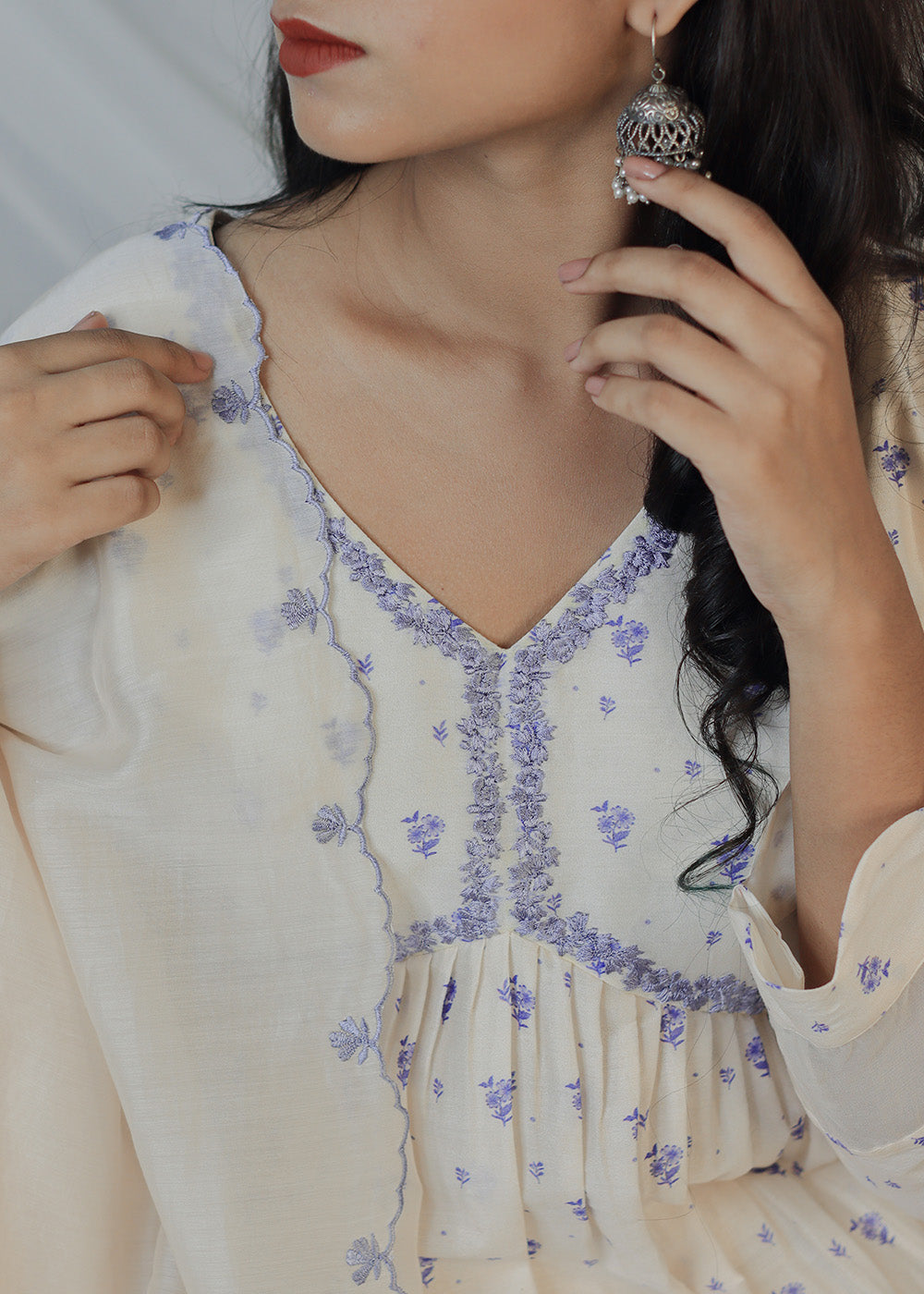 AAFREEN pearl white suit