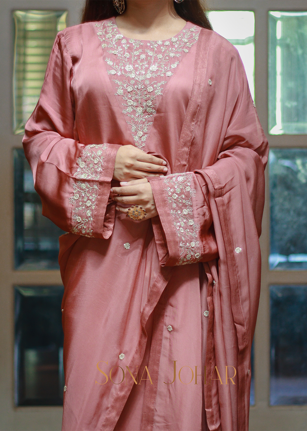 Pink  straight cut suit set