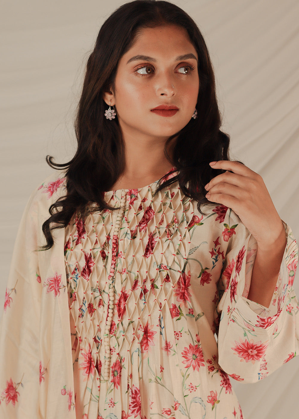 AAFREEN cream printed suit set