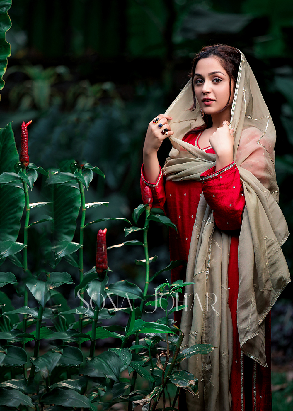 Red and Ivory straight cut  suit set