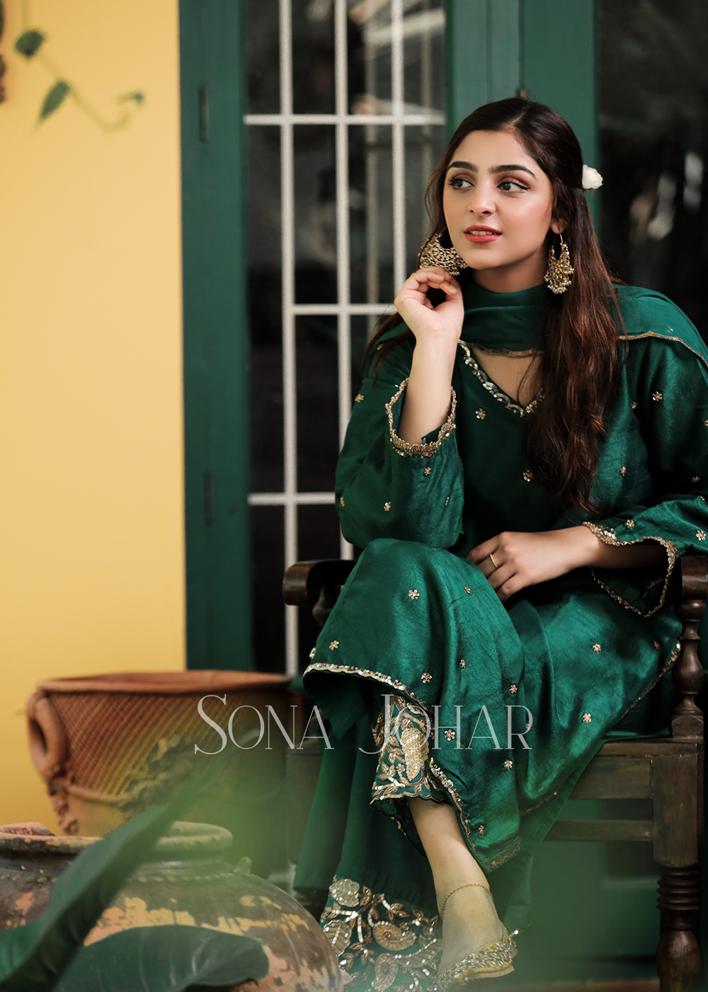 Emerald green straight cut suit set