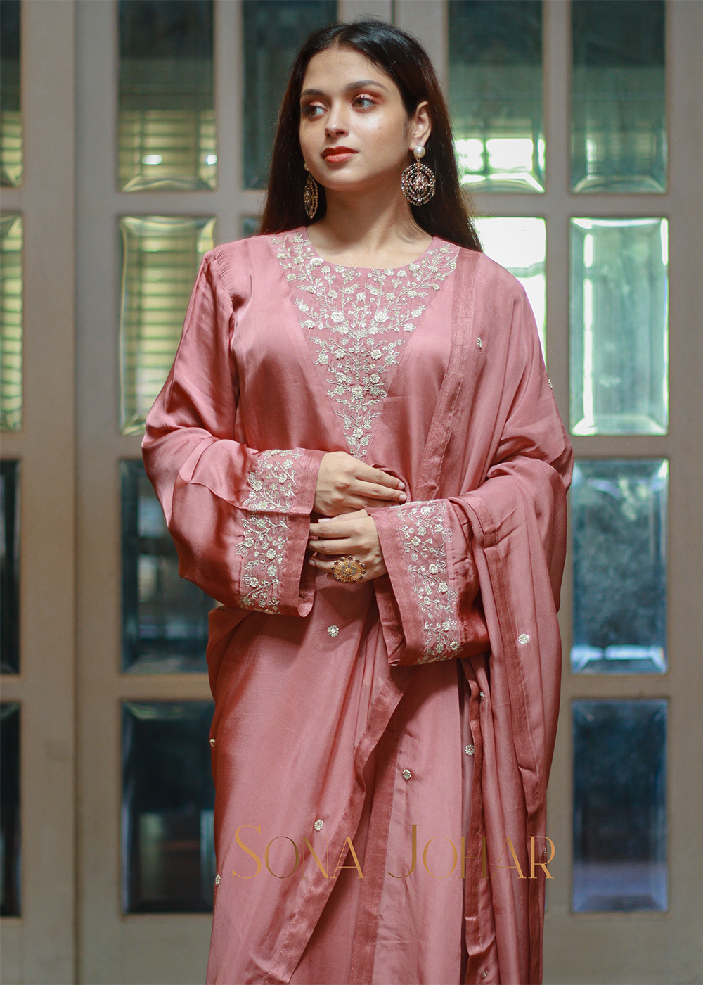 Pink  straight cut suit set