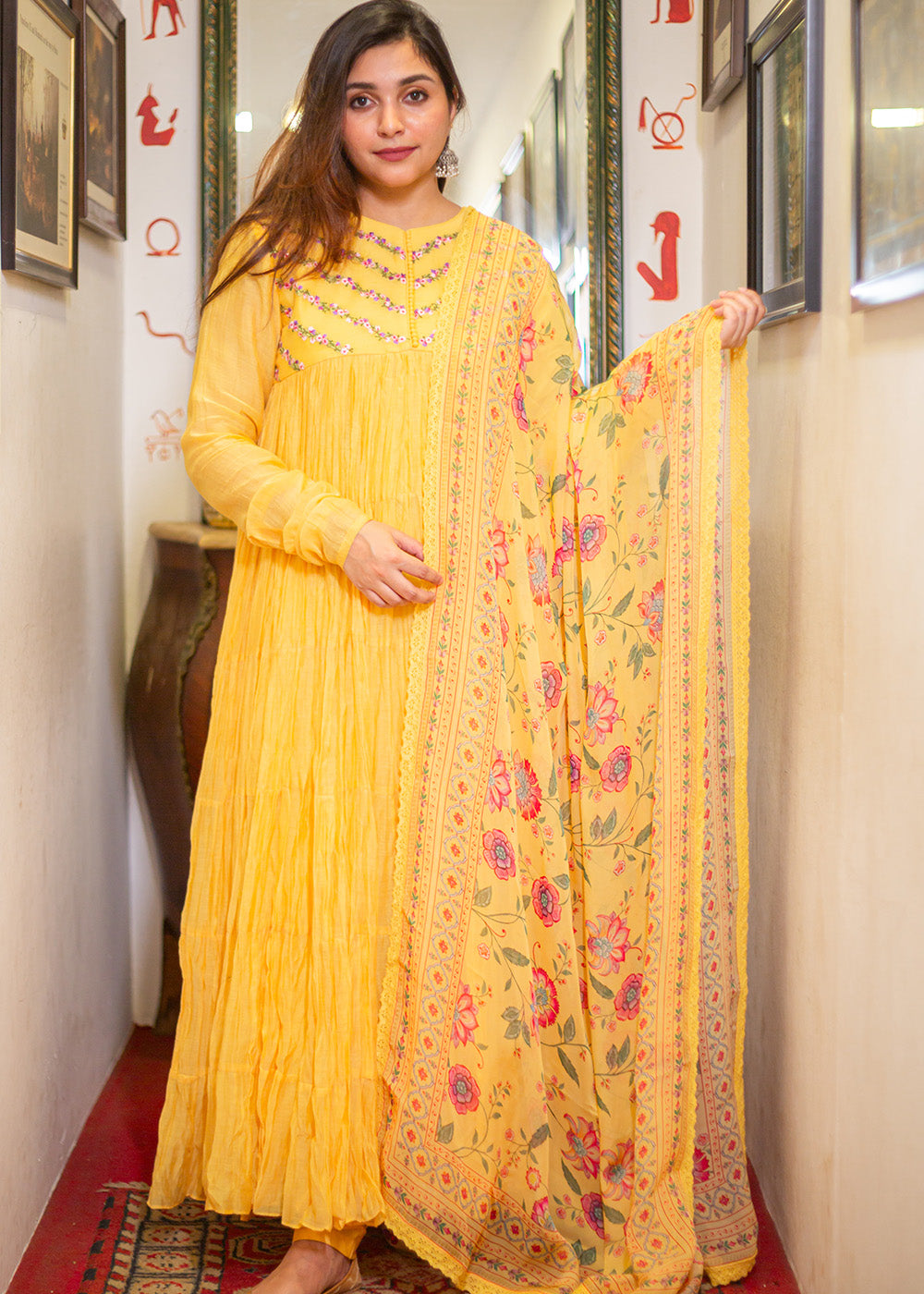 Alizeh yellow layered suit