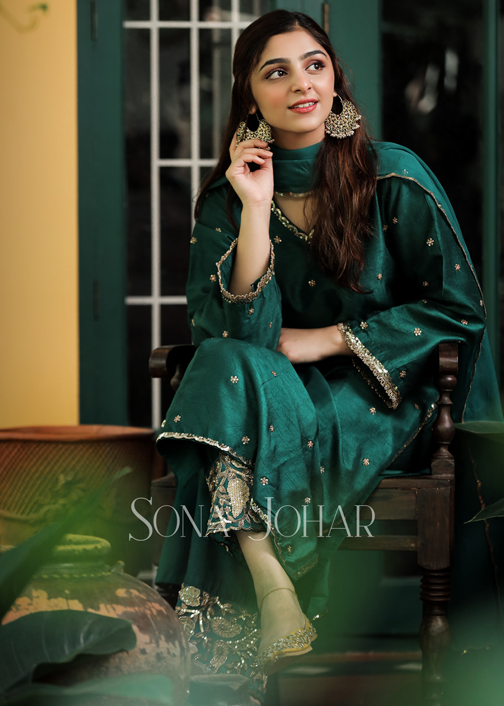 Emerald green straight cut suit set