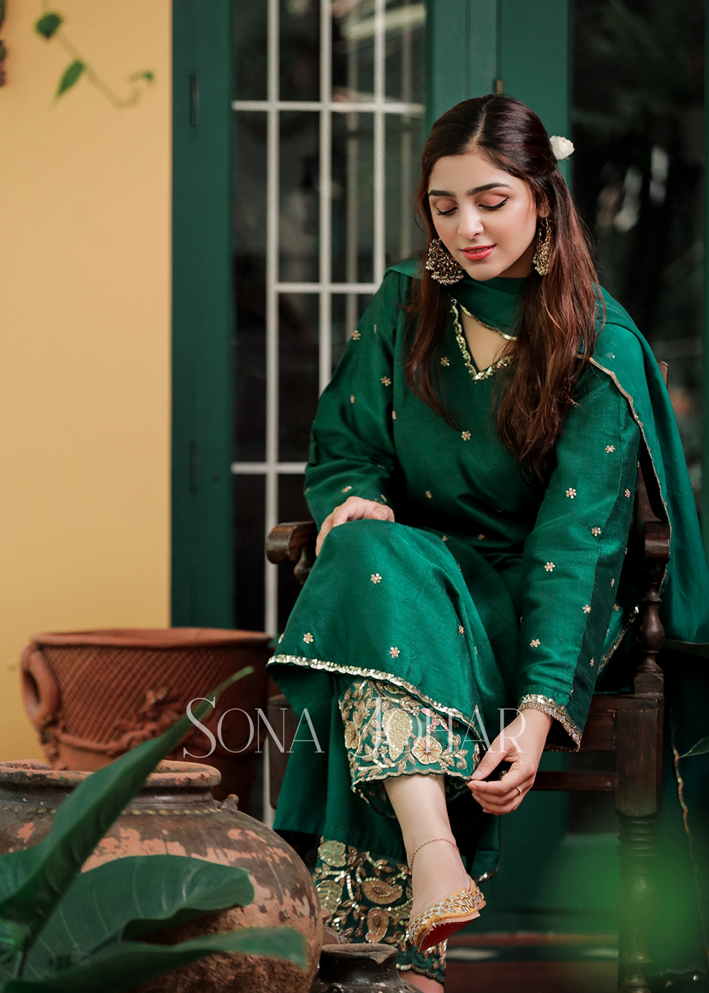 Emerald green straight cut suit set