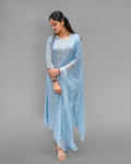 Powder Blue Chinon Zardosi Suit Set