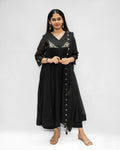 Black Chanderi Embroidered Suit Set