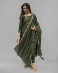 Green Chinon Handwork Suit Set