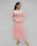 Baby Pink Chinon Embroidered Suit Set