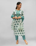 Sea Green & White Cotton Suit Set