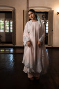 PINK SUIT SET WITH LIGHT BLUE EMBROIDERY.