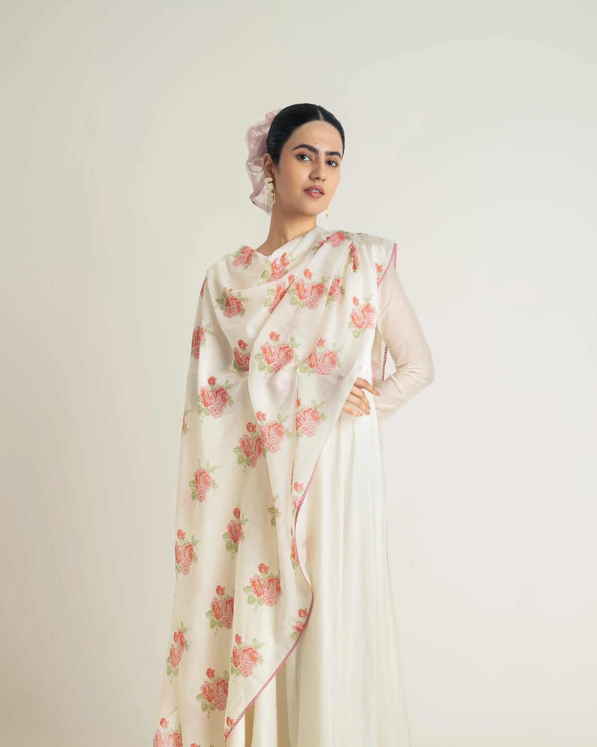 Off white Anarkali set