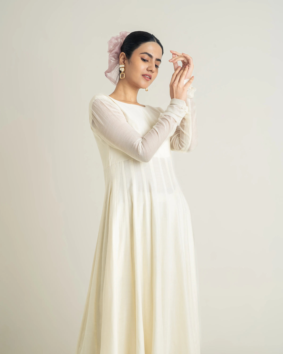 Off white Anarkali set