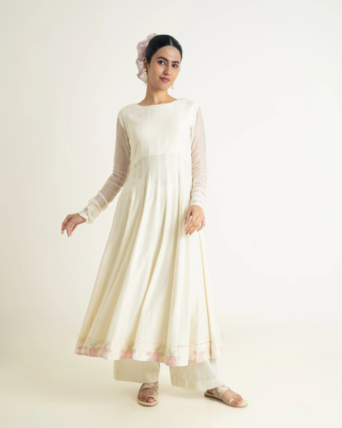 Off white Anarkali set